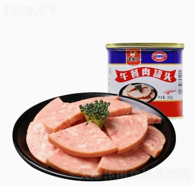 川漢子午餐肉罐頭食品340g火鍋三明治配菜即食豬肉速食肉制品